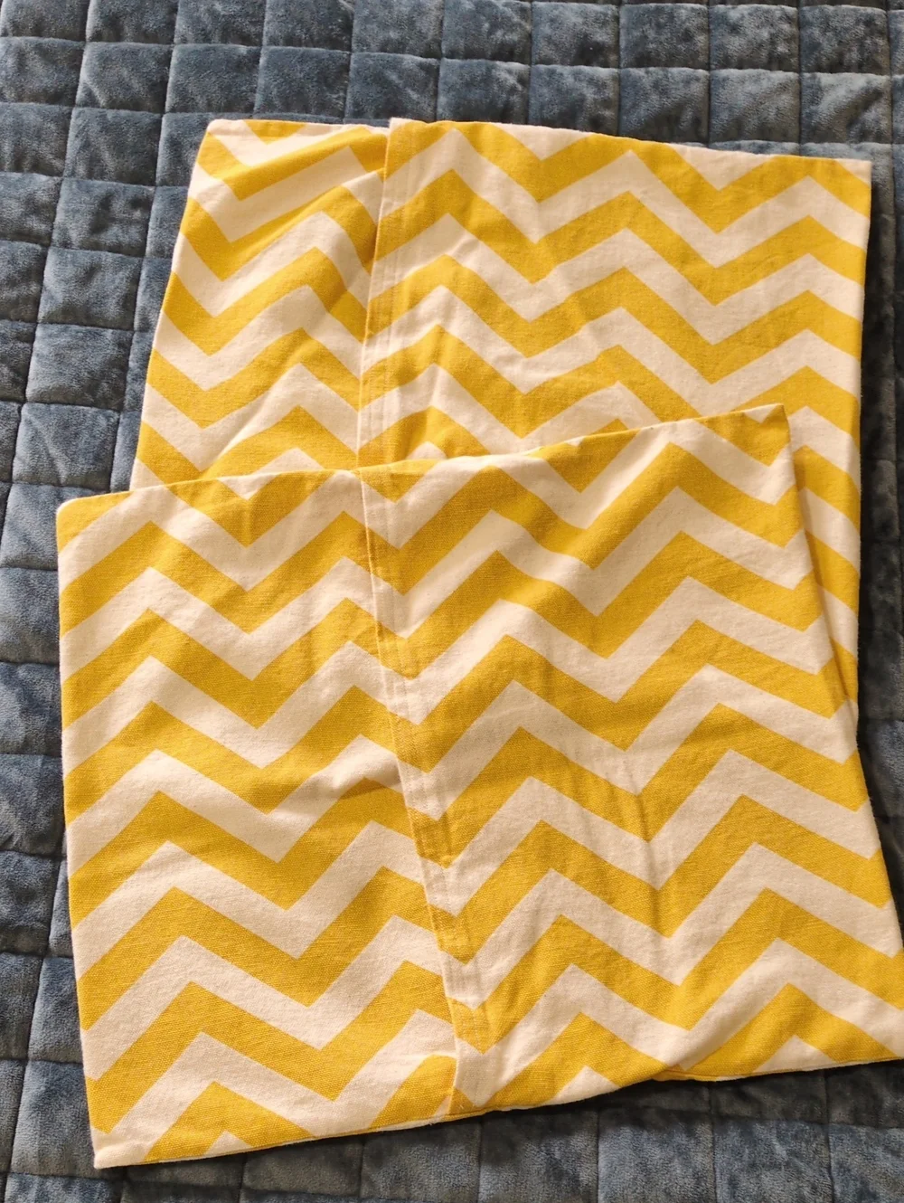 Handmade Yellow and White Chevron Pillow Covers - Set of 2